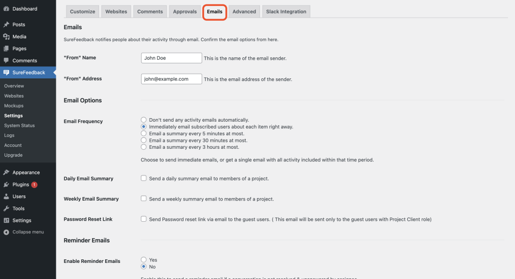 SureFeedback Customization Settings Image 11 1024x555