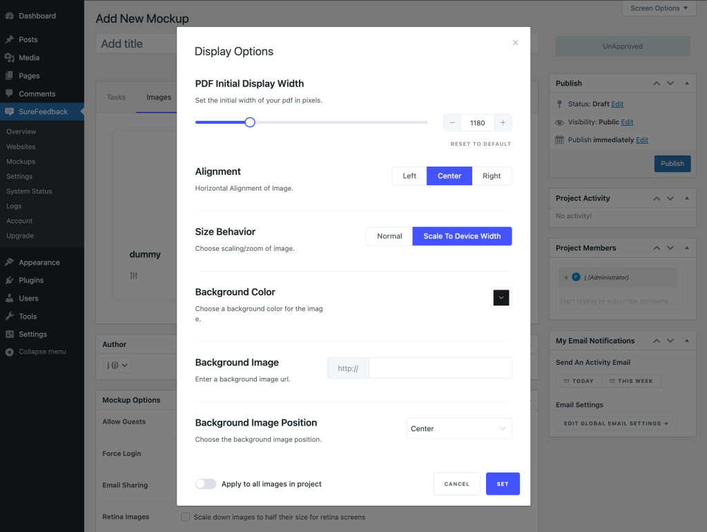 PDF Mockups Setup PDF initial Display Width