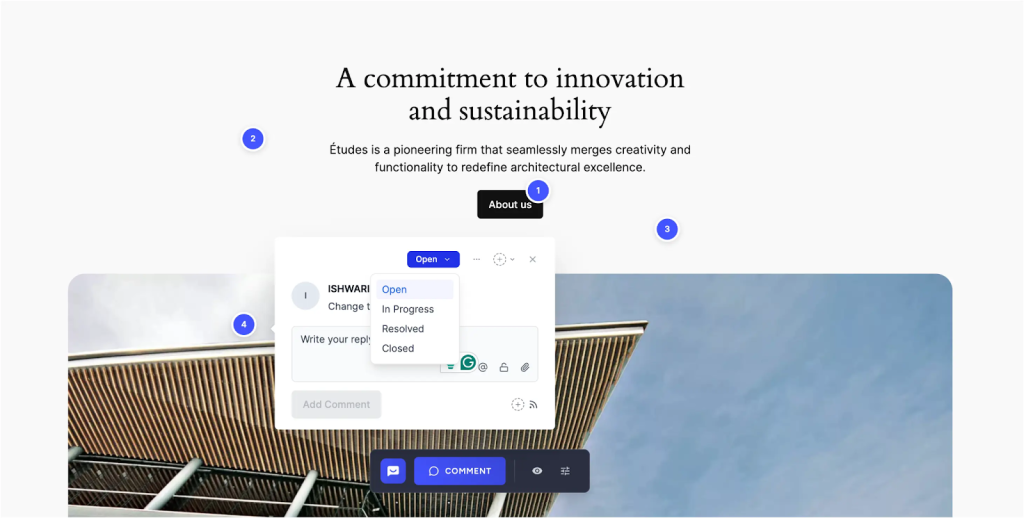 Adding Your First Comment on SureFeedback SaaS image